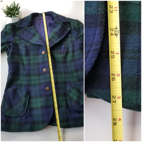 Green and Blue Plaid Women's Jacket - Picture 7 of 8